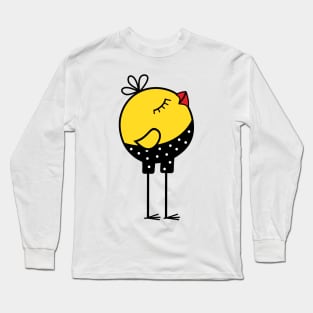 Cute Little Yellow Bird Cartoon Character Long Sleeve T-Shirt